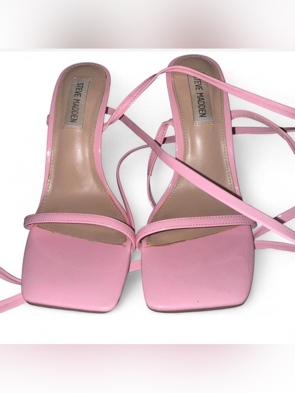 Steve Madden Barbie Pale Pink Kyrah Lace Up Sandal Heels - Picture 3 of 4
